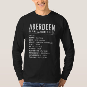Camiseta Guía de traducción de jerga escocesa de Aberdeen &