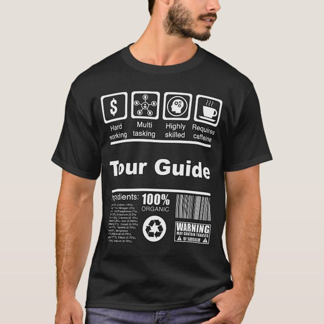 Camiseta Guía Turística Hechos Nutricionales Para Guías Tur (Anverso)