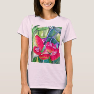 Camiseta Guimanes de flores rojas australianos acuarela art