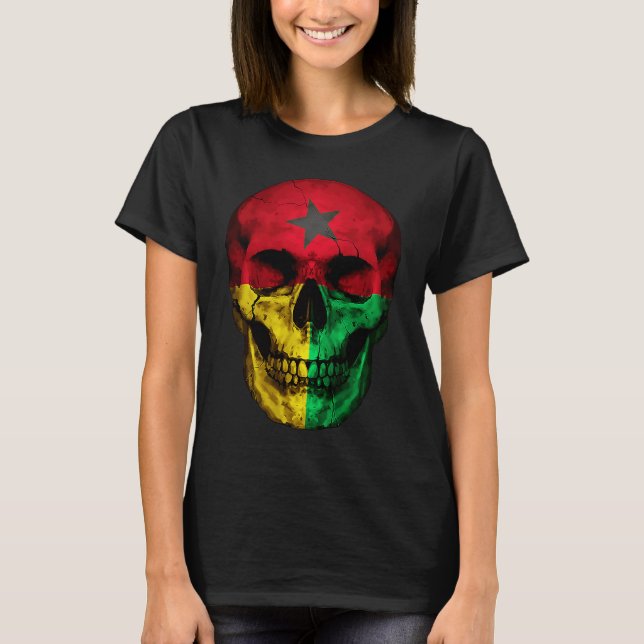 Camiseta Guinea Bissau Flag Skull Bissau Guinean Root Proud (Anverso)