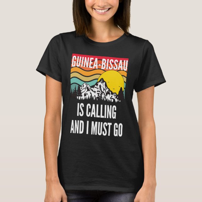 Camiseta Guinea bissau Is Calling And I Must Go, Wavy Sunse (Anverso)