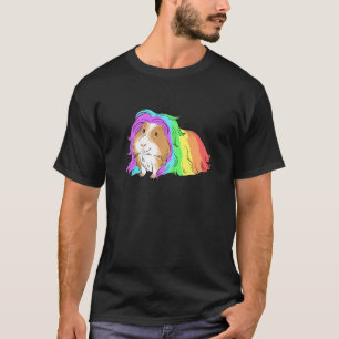 Camiseta Guinea Cerdo Arcoiris colorido estilo cabello para