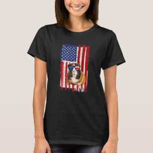 Camiseta Guinea Cerdo Bandera Estadounidense Mascota Patrió