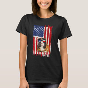 Camiseta Guinea Cerdo Bandera Estadounidense Mascota Patrió