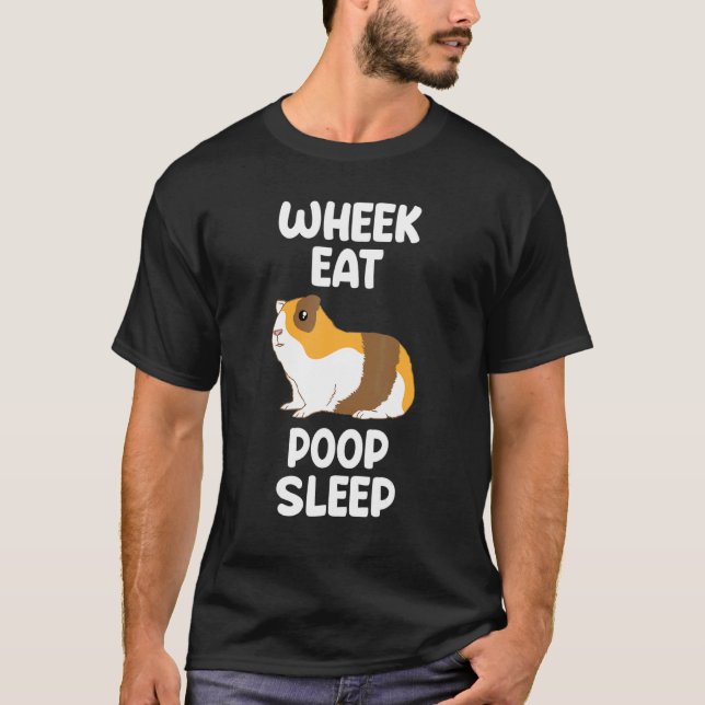 Camiseta Guinea Cerdo Lechuga Comer Caca Dormir Lúgrima Mas (Anverso)
