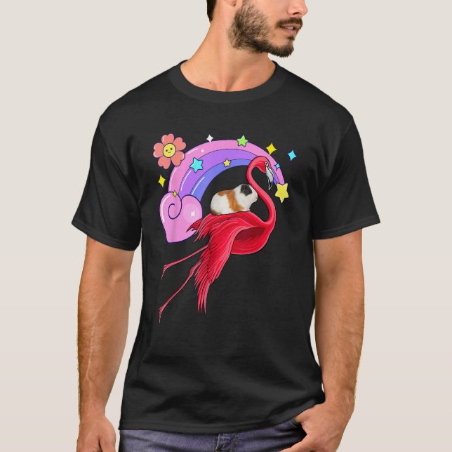 Camiseta Guinea Cerdo Rodeando Flamingo El Corazón Corazón  (Anverso)