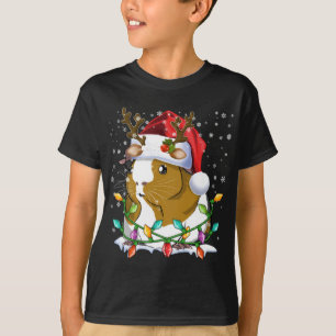 Camiseta Guinea Cerdo Santa Hat Navidades iluminan partido