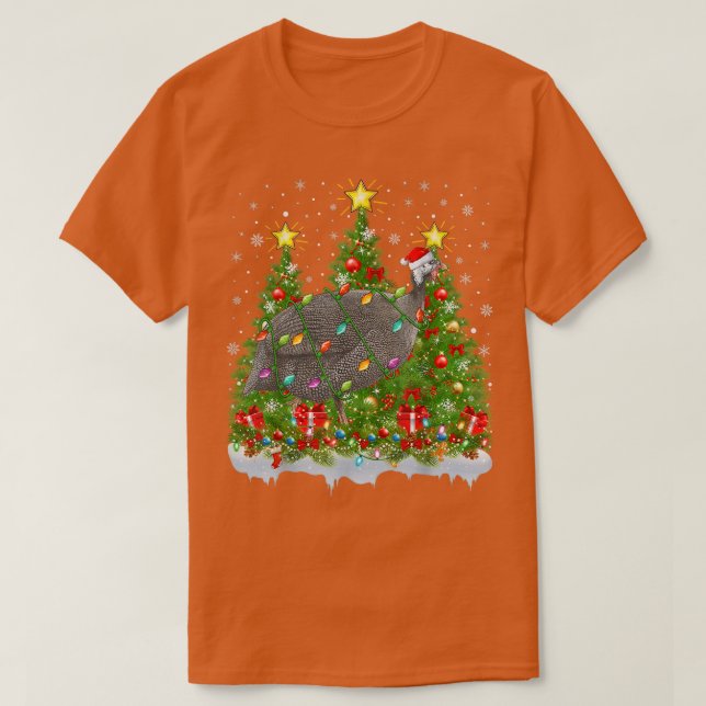 Camiseta Guinea Fowl C: Árbol de Navidad iluminado por aves (Diseño del anverso)