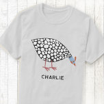 Camiseta Guinea Fowl personalizado<br><div class="desc">Un lindo guineano con un picnic satisfecho. Arte original de Nic Squirrell. Cambie el nombre a personalizar.</div>