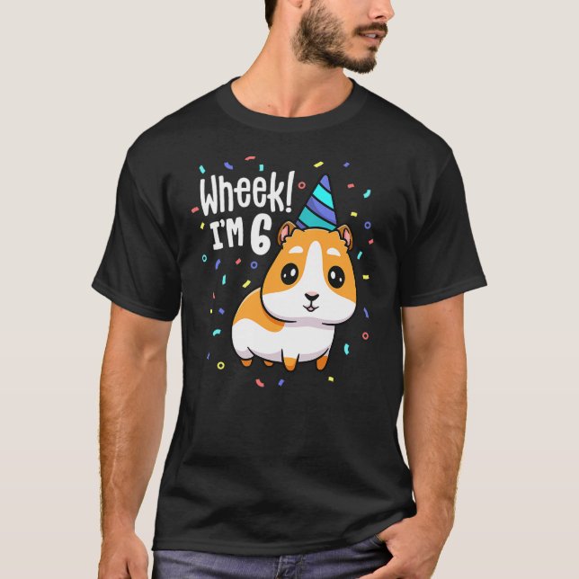 Camiseta Guinea Pig Birthday Party Wheek Kids 6 Year Old 6t (Anverso)