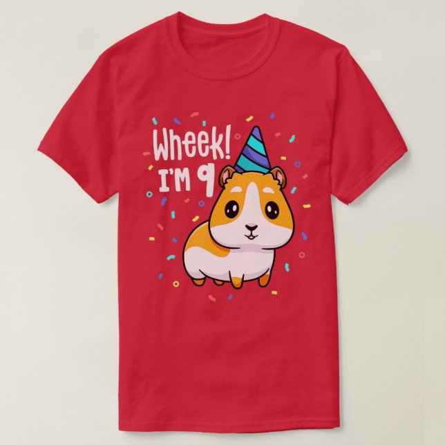 Camiseta Guinea Pig Birthday Party Wheek Kids 9 Year Old 9t (Diseño del anverso)
