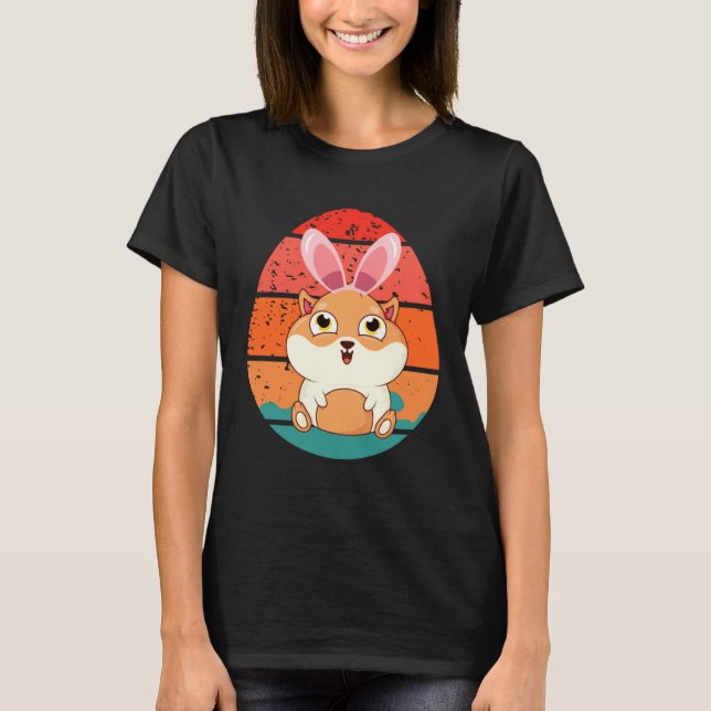 Camiseta Guinea Pig Bunny Happy Easter Eggs Retro Men Women (Anverso)