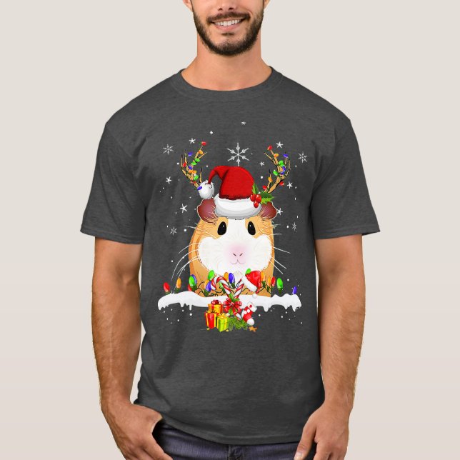 Camiseta Guinea Pig Christmas Reindeer Christmas Lights (Anverso)