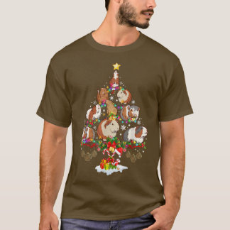 Camiseta Guinea Pig Christmas Tree Santa Hat mas Lights Paj