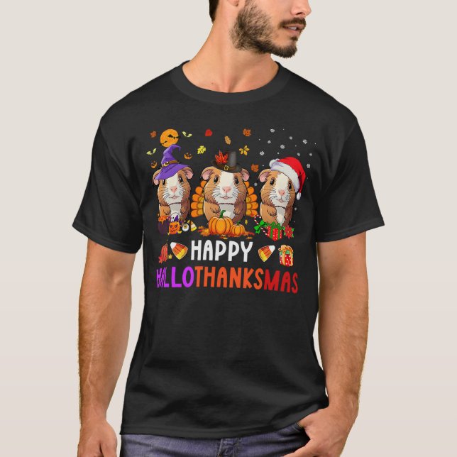 Camiseta Guinea Pig Halloween Merry Christmas Happy HalloTh (Anverso)