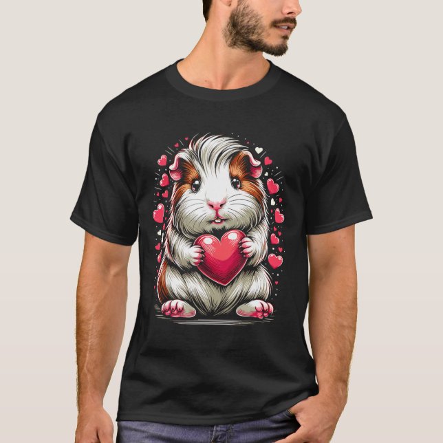 Camiseta Guinea Pig Holding Heart Valentine's Day Cute Vale (Anverso)
