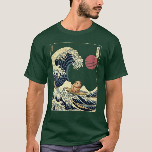 Camiseta Guinea Pig Kanagawa Japanese Surfing Wave retro (Anverso)