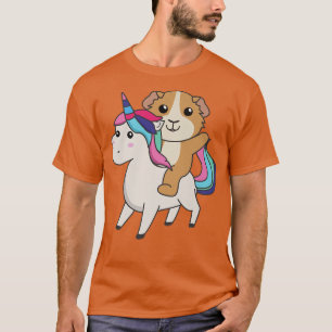 Camiseta Guinea Pig On Unicorn Rainbow Cute Guinea Pig 