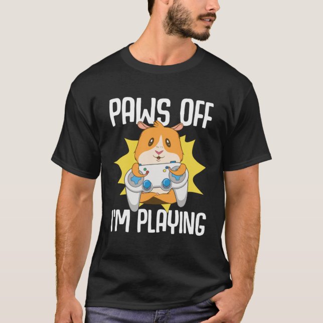 Camiseta Guinea Pig  Paws Off I m Playing (Anverso)