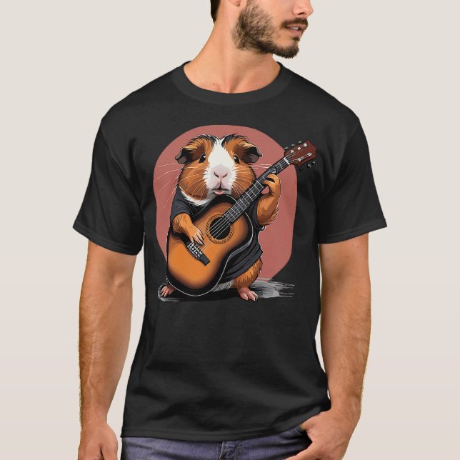 Camiseta Guinea Pig playing Acoustic Guitar, Guinea Pig Gui (Anverso)