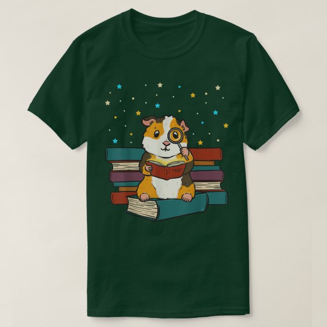 Camiseta Guinea Pig Reading Books Gift Librarian Nerd Book  (Diseño del anverso)