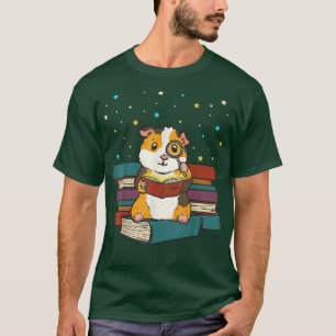 Camiseta Guinea Pig Reading Books Gift Librarian Nerd Book 