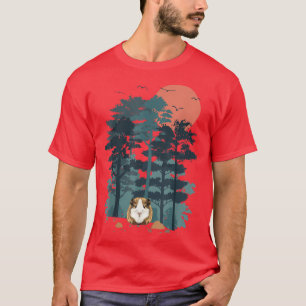 Camiseta Guinea pig Rodent Mountain Pine Tree Sky Birds are