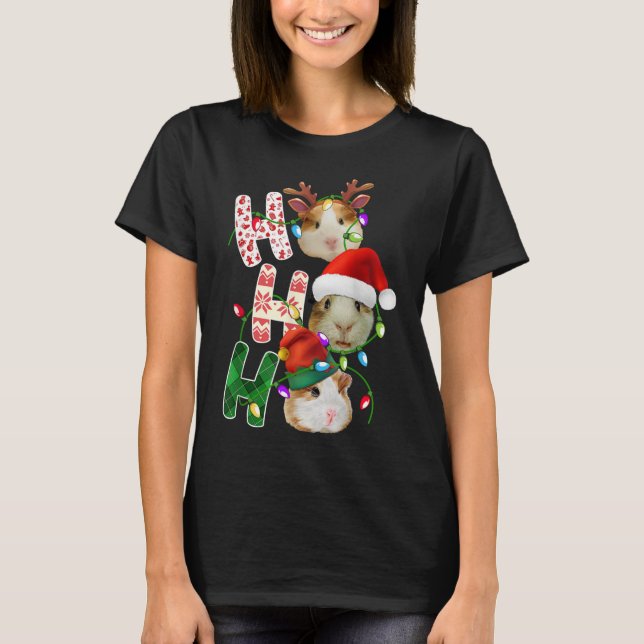 Camiseta Guinea Pig Santa Ho Ho Ho Navidades divertidos Xma (Anverso)
