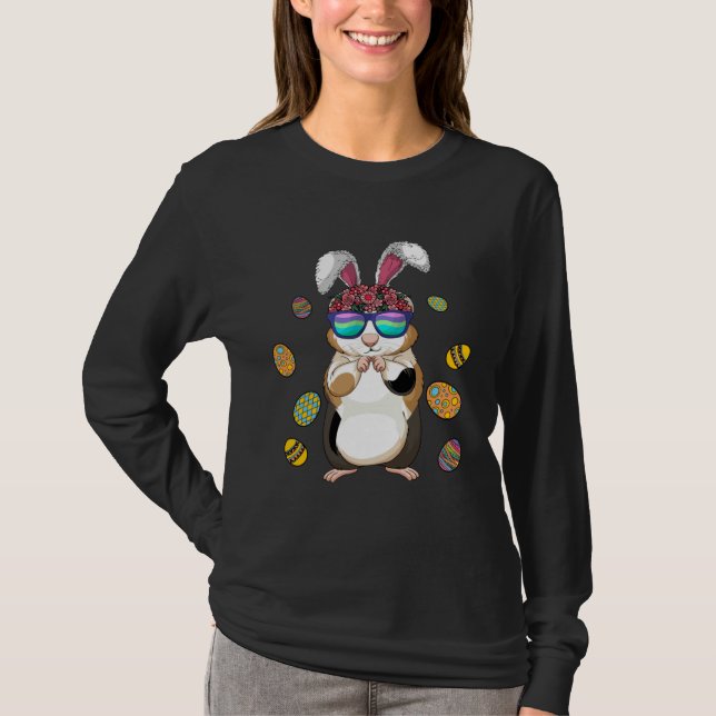 Camiseta Guinea Pig With Cute Bunny Ears Happy Easter Day E (Anverso)