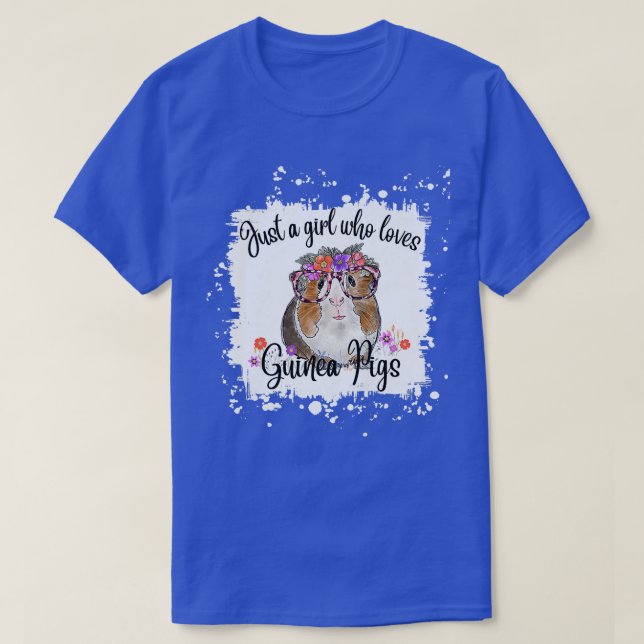 Camiseta Guinea Pig With Glasses Flowers, Adorable Guinea P (Diseño del anverso)