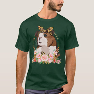 Camiseta Guinea Pig With Leopard Headband Flower Animal Art