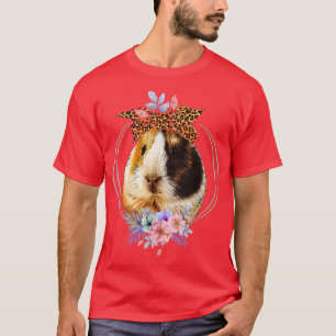 Camiseta Guinea Pig With Leopard Headband Flower Guinea Pig