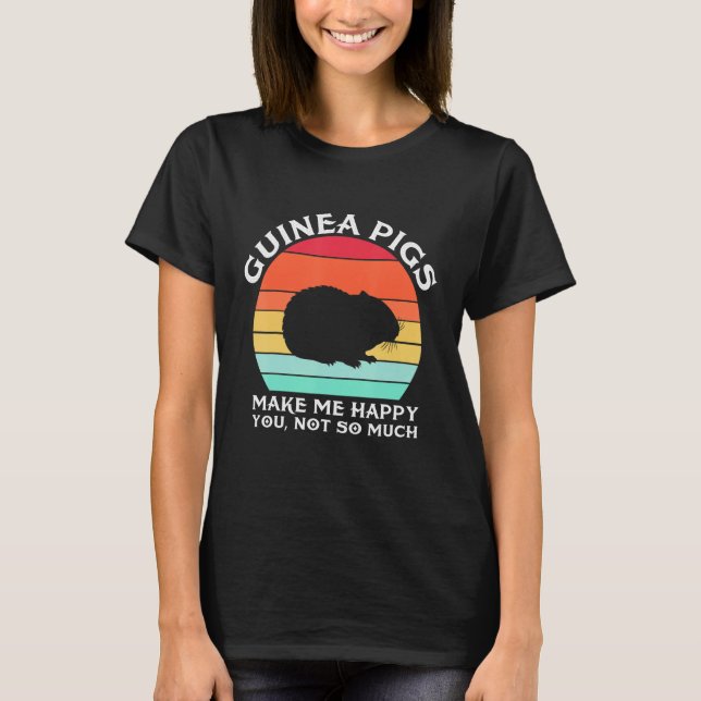 Camiseta Guinea Pigs Make Me Happy Sunset Retro Guinea Pig (Anverso)