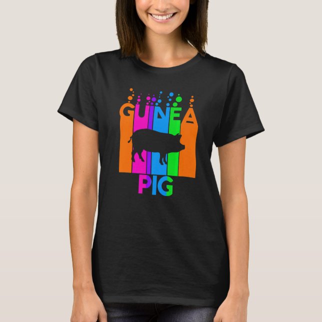 Camiseta Guineo Burbuja de arcoiris animal con silueta (Anverso)