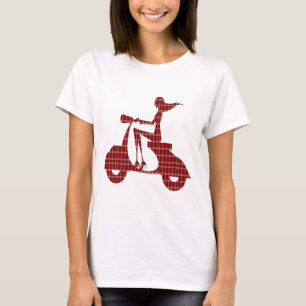 Camiseta guinga blanca roja de la vespa del chica