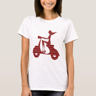 Camiseta guinga blanca roja de la vespa del chica