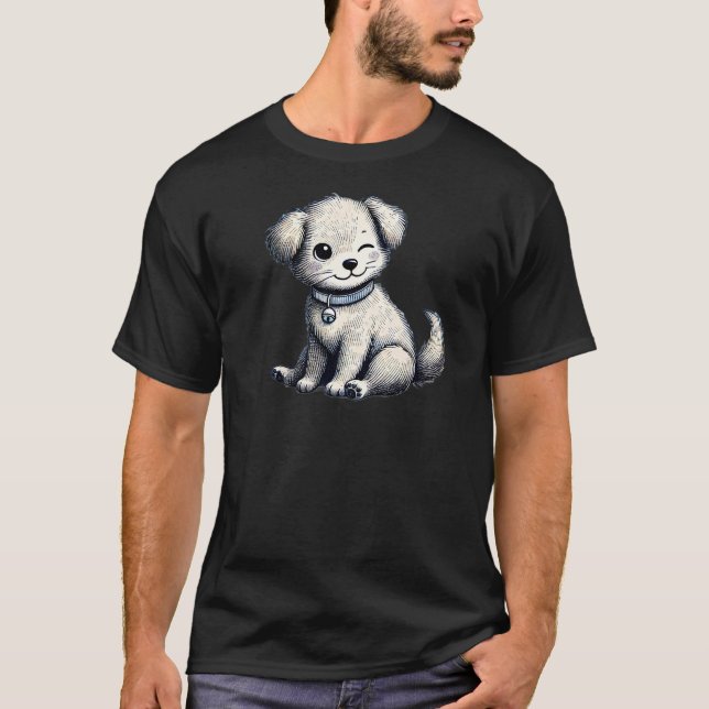 Camiseta guiño descarado - Sitting Golden Retriever TSQ (Anverso)