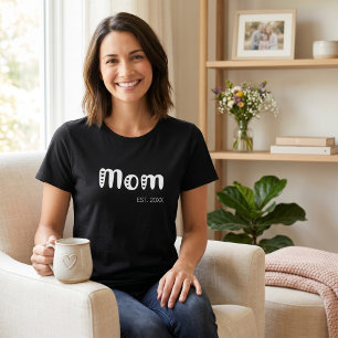 Camiseta Guión Blanco Mamá Establecida Corazones Lindos