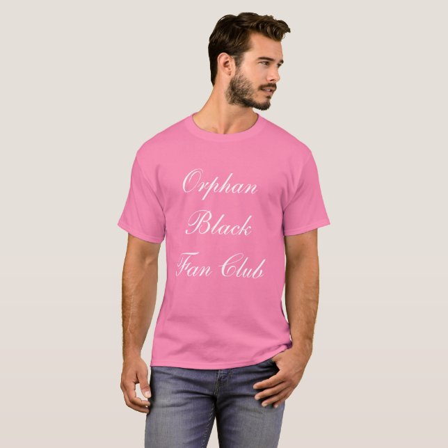 Camiseta Guión cursivo del club de fans negros huérfanos[t (Anverso completo)
