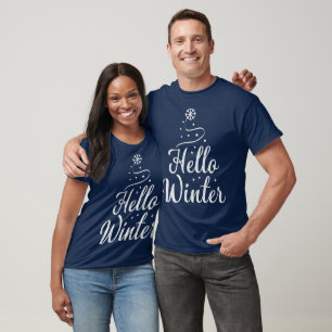 Camiseta Guión de árbol de copo de nieve Minimalista de inv