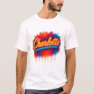 Camiseta Guión de Charlotte Neon - Diseño de salpicaduras d