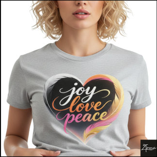 Camiseta Guión de corazón de neón de alegría amor paz