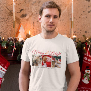 Camiseta Guión de fotos de navidades de la familia Merry y