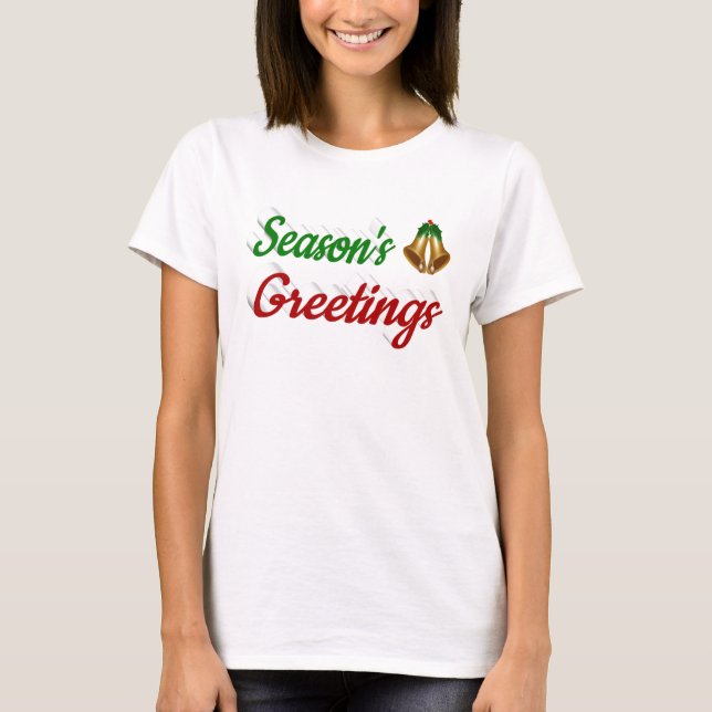 Camiseta Guión de los Navidades de Seasons Greetings Bells (Anverso)