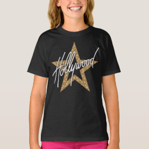 Camiseta Guión de mano blanca de Hollywood con estrella