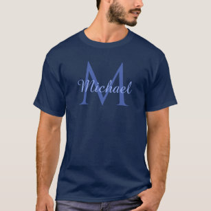 Camiseta Guión de nombre inicial de la letra monograma azul