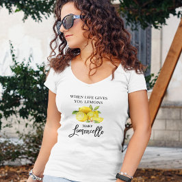 Camiseta Guión de pincel moderno Limoncello Lemons V-Cuello