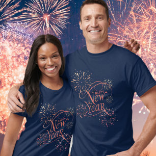 Camiseta Guión de Relieve metalizado dorado de Año Nuevo Fe