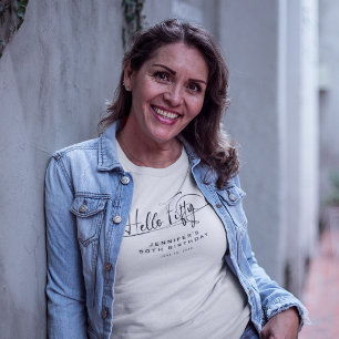 Camiseta Guion Hola Cincuenta Minimalista Cumpleaños 50