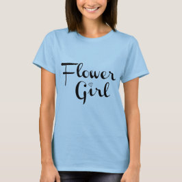 Camiseta Guión retro de chica flor negro sobre azul